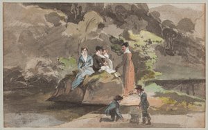 Ryhmä veden äärellä, 1810 (wc paperilla) tekijältä John Harden