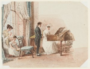 Salin sisustus, 1827 (wc paperille) tekijältä John Harden
