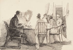 Sisustus istumahahmoilla, 1804-05 tekijältä John Harden
