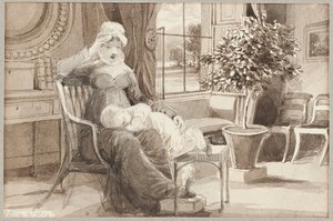Rouva H vauvan John Williamin kanssa, 1814 (wc paperilla) tekijältä John Harden