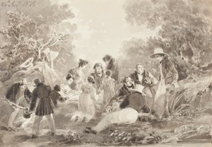 Piknik järven rannalla, 1825 (wc paperilla) tekijältä John Harden
