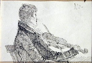 Viulun soitto (kynä ja muste paperille) tekijältä John Harden