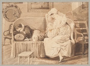 Kolme sohvalla, 1805 (wc paperilla) tekijältä John Harden