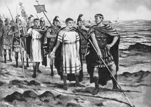 Konstantinus uuden pääkaupungin rajojen jäljittämisessä (litografia) tekijältä John Harris Valda