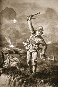 Kersantti Somers pidätteli vihollista pommittamalla heitä barrikadin noustessa tekijältä John Harris Valda