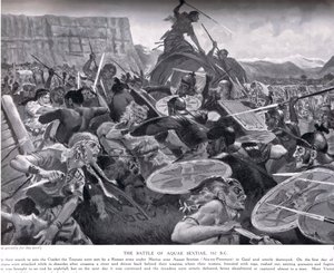 Aquae Sextiaen taistelu, 102 eKr., kuva Hutchinsonin kansojen historiasta, 1900-luvun alku tekijältä John Harris Valda