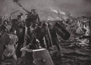 Roomalaisten hyökkäys Angleseaan (litografia) tekijältä John Harris Valda