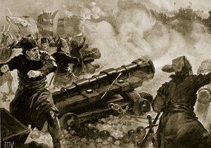 Turkkilaisten Konstantinopolin piiritys, kuvitus "Hutchinsonin kansojen historiasta", n. 1915 tekijältä John Harris Valda