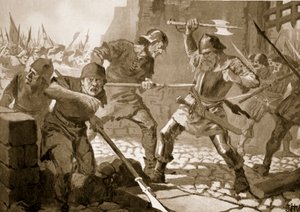 Zürichin porvaristomiehen Stussin kuolema taistelussa 1443 tekijältä John Harris Valda