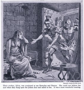 Heidän äitinsä Silvia oli iloinen nähdessään Romulun ja Remuksen, n. 1950 tekijältä John Harris Valda