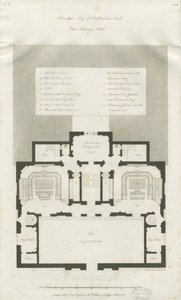 Stafford - Shire Hallin pääkerroksen suunnitelma: kaiverrus, nd [1794-1798] (painettu) tekijältä John Harvey