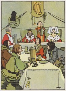 Kuninkaan vanukas viimeistely (väri litho) tekijältä John Hassall