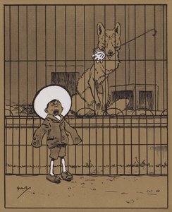 "Käteensä kiskojen läpi työntäviä vierailijoita kehotetaan varmistamaan, että he saavat ne takaisin" (väri litho) tekijältä John Hassall