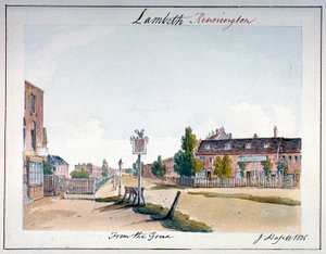 Näkymä Kenningtonista, Lambethistä, Lontoosta, 1825 tekijältä John Hassell