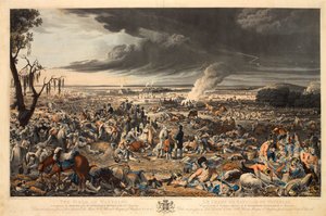 Waterloon kenttä, sellaisena kuin se ilmestyi aamulla ikimuistoisen taistelun jälkeen 18. kesäkuuta 1815 (akvatinta, värillinen)
