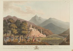 Näkymä Briarin kaupungista Valenciassa, kaiverrettu Dubourg, 1814 (värillinen akvatinta)
