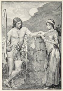 Olaf ja Sigrid, M.I.:n teoksesta Hero Myths and Legends of the British Race. Ebbutt, 1910