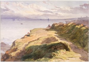 Near Cullercoats (lyijykynä ja akvarelli paperille)