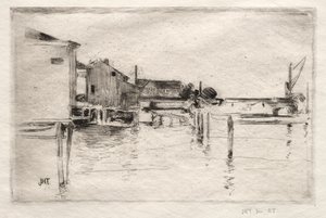 Dock, BridgePort, Connecticut. tekijältä John Henry Twachtman