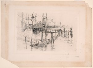 Bridgeportin vanha tullimaksutalo (suuri lautanen) tekijältä John Henry Twachtman