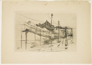 Bridgeportin vanha tullimaksutalo (pieni lautanen), 1888-1889. tekijältä John Henry Twachtman