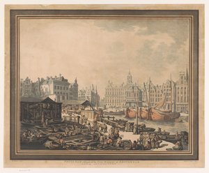 Vista del mercat del peix a la plaça Dam a Amsterdam Acabat de la presa de Feyge amb part del mercat del peix d