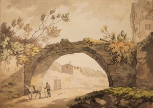 Archway Italiassa, n. 1798 (akvarelli kynällä ja musteella paperille) tekijältä John Herman Merivale