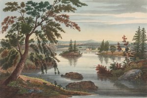 Näkymä lähellä Fort Miller nro 10:tä muutettiin myöhemmin Hudson River Portfolion numeroksi 9, 1822. tekijältä John Hill