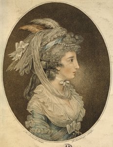 Englantilainen kampaus, kaiverrus Francesco Bartolozzi (1727-1815) (värikaiverrus) tekijältä John Hodges Benwell