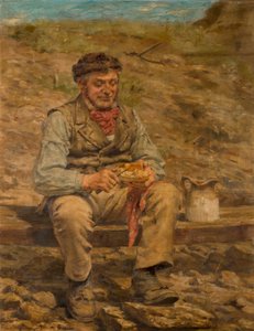 Työmies syömässä lounasta, 1886-87 tekijältä John Hodgson Campbell
