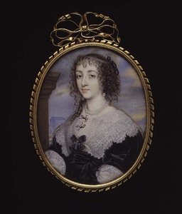 Nro 3862 Kuningatar Henrietta Maria, kuningas Kaarle I:n vaimo, n. 1640 (vellum pelikortissa)