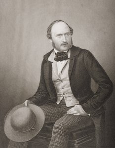 H.R.H. Prinssi Albert (1819-61) Ison-Britannian ja Irlannin prinssipuoliso, kaiverrus D.J. Pound valokuvasta, "The Drawing-Room of Eminent Personages, Volume 2", julkaistu Lontoossa, 1860 tekijältä John Jabez Edwin Paisley Mayall