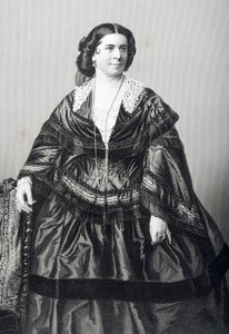 Madame Anna Bishop (1810-84), D.J. Poundin valokuvasta kaiverrettu, Lontoossa 1860 julkaistusta teoksesta "The Drawing-Room of Eminent Personages, Volume 2". tekijältä John Jabez Edwin Paisley Mayall