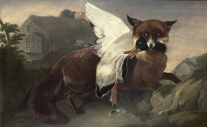Kettu ja hanhi, noin 1835 (öljy kankaalle) tekijältä John James Audubon