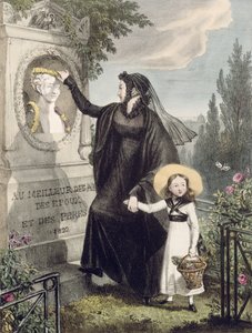 Pere Lachaisen hautausmaa, painaja Charles Joseph Hullmandel (1789-1850) pub. 1822 (värikaiverrus)