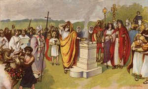 Constantí el Gran oferint un sacrifici quan arriben els primers cristians, York, 306 (chromolitho)finlandès tekijältä John Jellicoe
