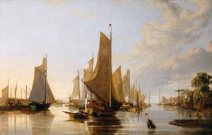 Yarmouth Water Frolic, n. 1821 (öljy kankaalle) tekijältä John & John Berney (1794 1842) Crome