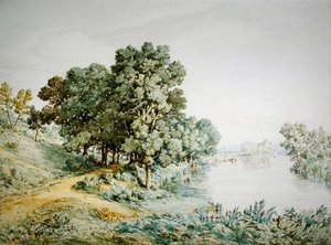 Postwick Grove Yare-joella (akvarelli paperille)
