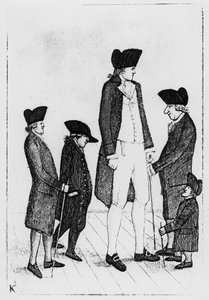 Byrne, irlantilainen jättiläinen, herra Watson, herra McGowan, herra Fairholme ja Geordie Cranstoun, 1784 tekijältä John Kay
