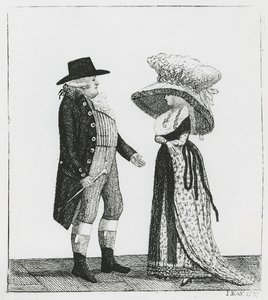 Kapteeni Dalrymple ja Penelope Macdonald, 1787 tekijältä John Kay
