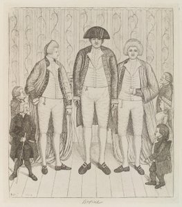 Charles Byrne; James Burnett, Lord Monboddo; William Richardson; John Bell; Baillie Kyd by John Kay tekijältä John Kay