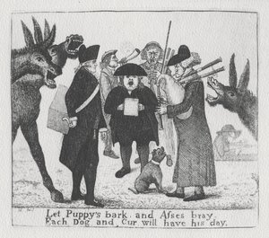 Anna pentujen haukkua ja aasien haukkua, jokaisella koiralla ja curilla on päivänsä, 1784