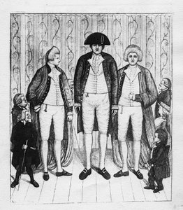 Kolme jättiläistä katsojajoukon kanssa, 1784 tekijältä John Kay