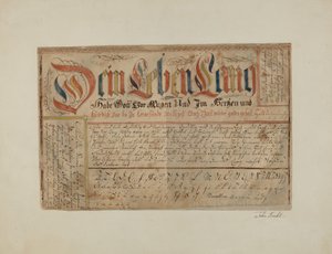 Fractur Illuminated Writing, n. 1937. tekijältä John Koehl