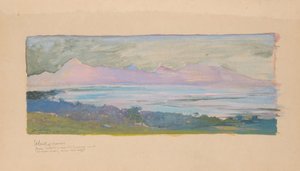 Moorean saari katselee salmen toisella puolella Tahitista, tammikuu 1891, 1891. tekijältä John La Farge