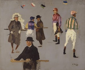 Jockeys ja omistajat Epsomissa tekijältä John Lavery
