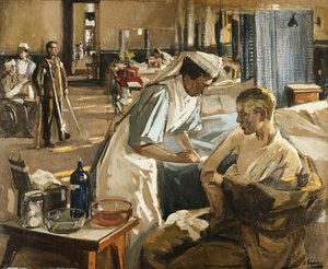 Ensimmäinen haavoittunut, Lontoon sairaala tekijältä John Lavery