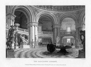 Oxfordin yliopiston Radcliffe-kirjaston sisustus, 1835.