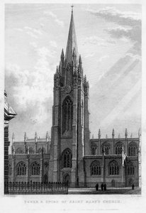 Pyhän Marian kirkon torni ja torni, Oxford, 1833.