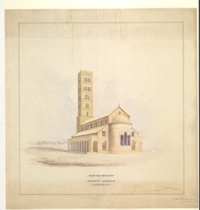 Trinity Church, Kurrachee (Karachi), syyskuu 1856 (akvarelli paperille) tekijältä John Le Mesurier
